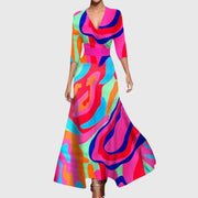 Damen-Maxikleid mit Schlitz – Mehrfarbig