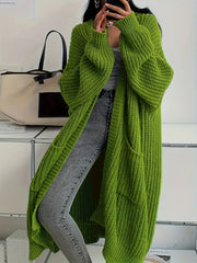 Rosalienne - Weichgriffiger Longcardigan – Olivgrün