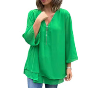 Brinavelle - Fließende Chiffon-Tunikabluse – Grün