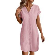 Ainslea - Strukturiertes Mini-Hemdblusenkleid – Rosa