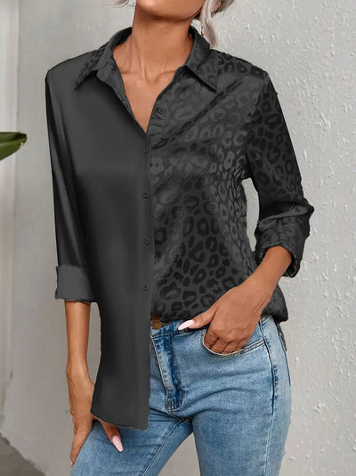 Mira | Schicke Bluse mit Leopardenmuster und Knopfleiste