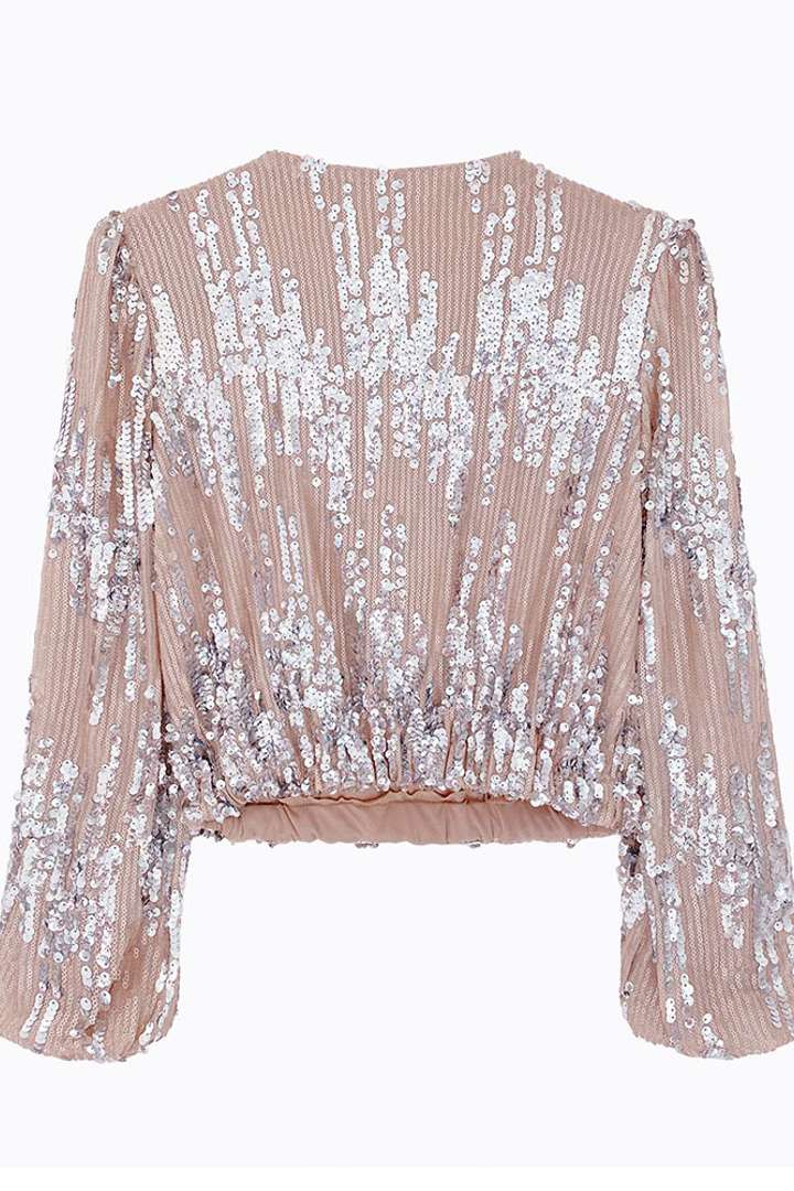 Glitzerndes Pailletten-Top für den Abend