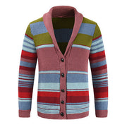 James | Herren gestreifter Cardigan mit Knöpfen – Pink