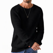 Isric - Strukturierter Strickpullover mit Rundhalsausschnitt – Schwarz