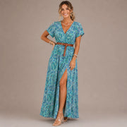 Helisara - Luftiges Boho-Maxikleid – Blau