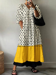 Wendolyn - Luftiges Sommerkleid – Weiß/gelb Farbblock