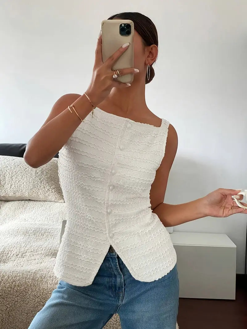 Miriam | Elegante ärmellose Bluse mit quadratischem Kragen