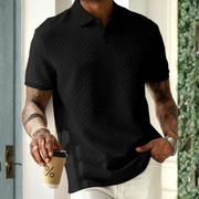 Halver - Strukturiertes Poloshirt – Schwarz