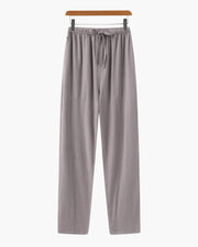 Adrian | Leichte Slim Fit Herren Sommer Leinenhose mit Kordelzug – Grau