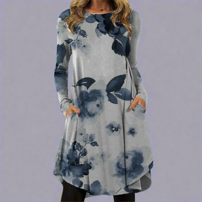 Ysolde | Modisches Kleid mit bedrucktem Bund aus Premium-Stoff