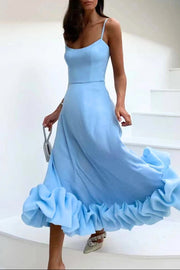 Fenna™ - Stilvolle Weit Ausgestellte Kleid – Blau