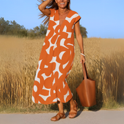 Tallisia - Midikleid mit V-Ausschnitt und weichem Griff – Orange