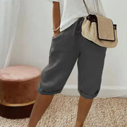 Fenley | Leinen-Hosen mit Kordelzug – Schiefer