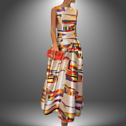 Damen Mehrfarbiges Plissiertes Maxikleid - Ärmelloser Kleid – Mehrfarbig