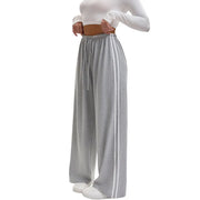 Adorielle - Sportliche gestreifte Wide-Leg-Hose – Hellgrau