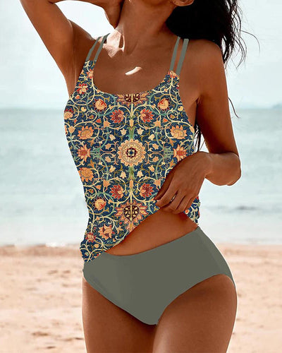 Zweiteiliges Tankini-Set | Ethno-Muster | Bequeme Passform