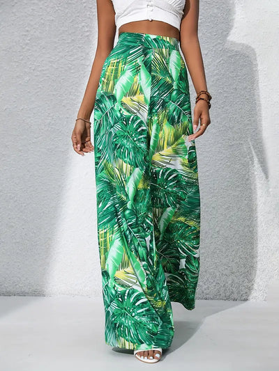 Jacinta | Boho Pflanzenprint Weite Hosen