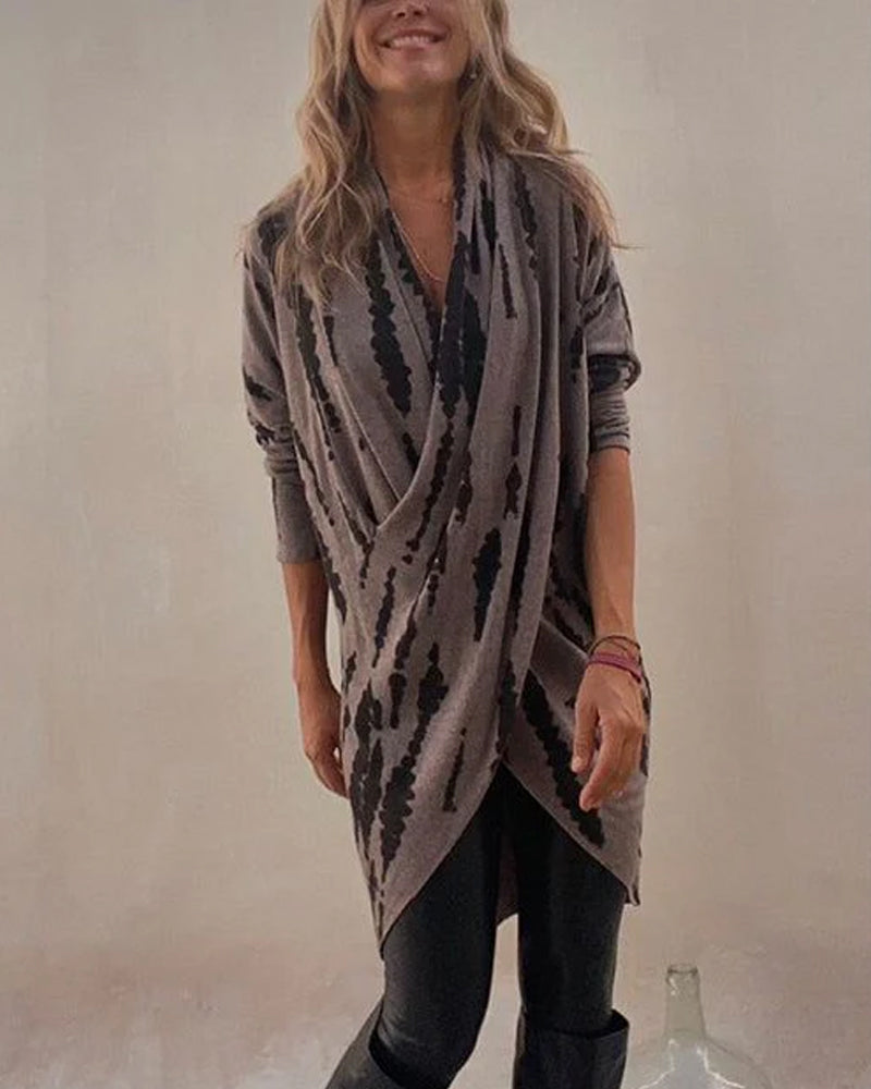 Asymmetrisches Wickel-Tunika-Shirt | Lässiger Oversized-Schnitt | Modernes Muster