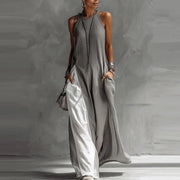 Zarella - Soft-Touch-Farbblock-Maxikleid – Grau