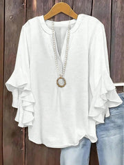 Norabelle - Elegante Bluse mit Rüschenärmeln – Weiß