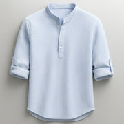 Jarvis - Strukturiertes Henley-Shirt – Hellblau