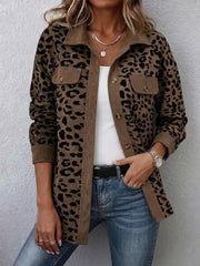 Miressia - Strickjacke mit Animal-Print und Knopfleiste – Braun