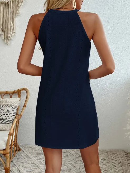 Alyssa | stilvolles schwarzes neckholder-kleid