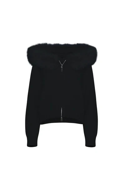 Strickjacke mit Kapuze & Kunstpelz | Kuscheliger Chic | Stilvoll gewärmt