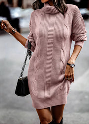 Paula | Damen Kleid grob gestrickt lässig & modern – Rosa