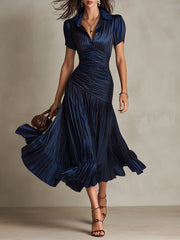 Adriana Midikleid: Eleganter Satin-Look für festliche Anlässe – Braun