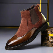 Maximilian | Exklusive und Stilvolle Herren-Stiefel aus Glatt- und Wildleder – Cognacbraun