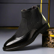 Maximilian | Exklusive und Stilvolle Herren-Stiefel aus Glatt- und Wildleder – Obsidianschwarz