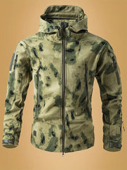 Sanna | Moderner Herren Stehkragen-Pullover elegant – Grüner Camouflage