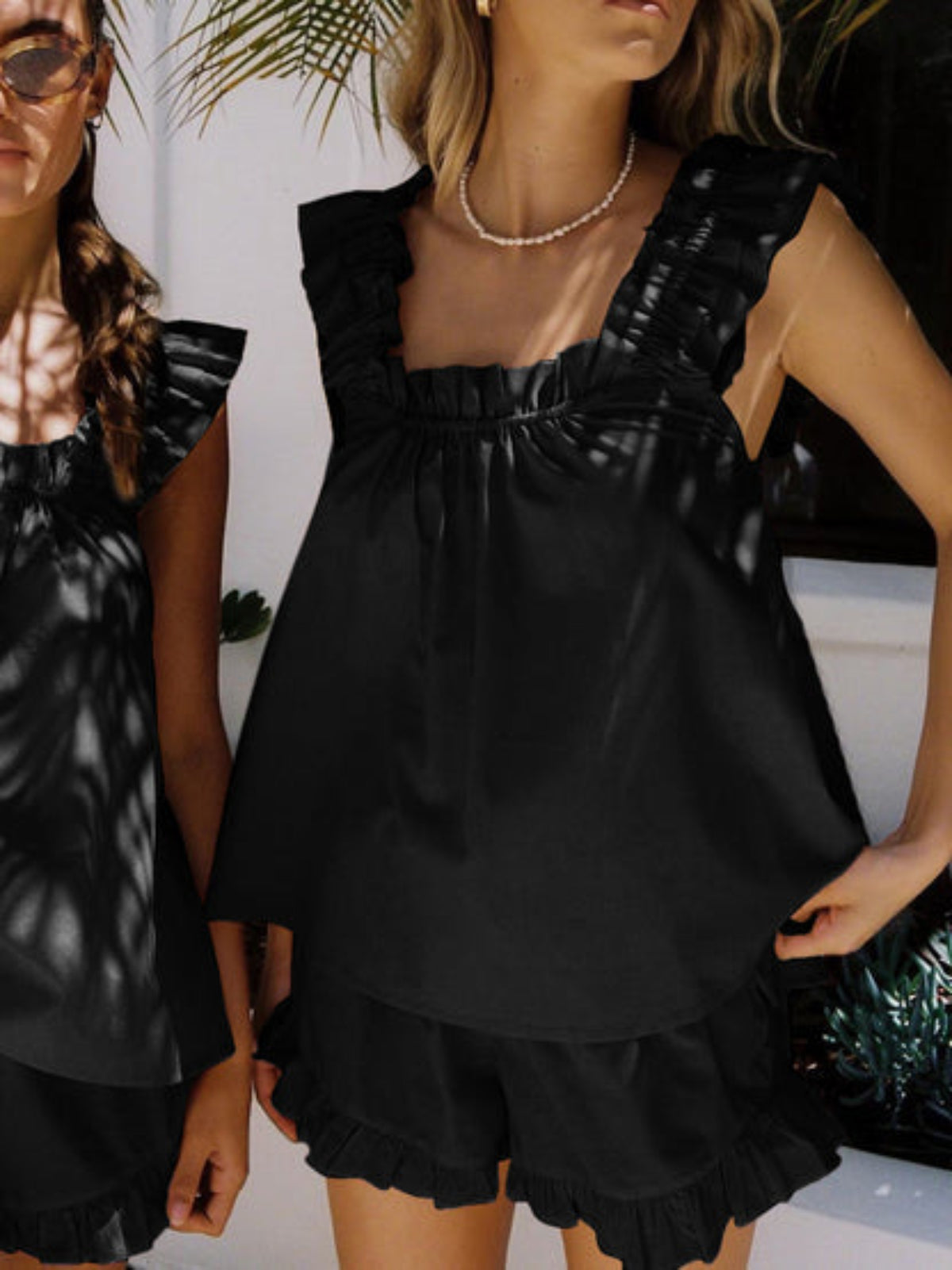 Zweiteiliges Rüschen-Pyjama Set für den Sommer – Nia