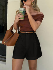 Marloes - Stilvolle High-Waist-Shorts – Schwarz