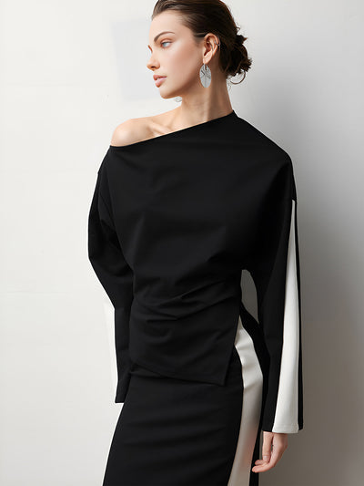 Asymmetrisches Maxikleid | Elegante Silhouette | Modernes Color-Blocking