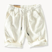 Elias | Herren Elastischer Bund Kordelzug Freizeit-Shorts – Weiß