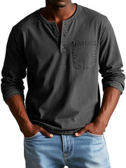 Emmett - Softtouch-Henleyshirt – Schwarz