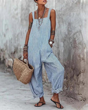 Noella - Leichter gestreifter Jumpsuit – Blau