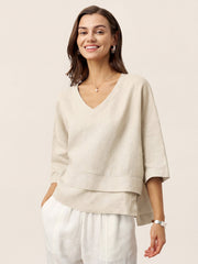 Anaviera - Leinentunika in Lagenoptik – Beige