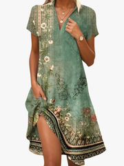 Leorine - Florales Midikleid mit weicher Haptik – Grün