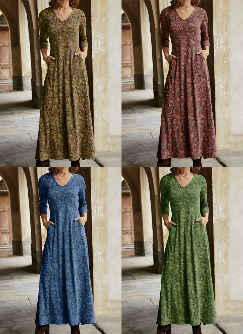 Vintage-Blumenkleid in Midi-Länge
