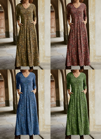 Vintage-Blumenkleid in Midi-Länge