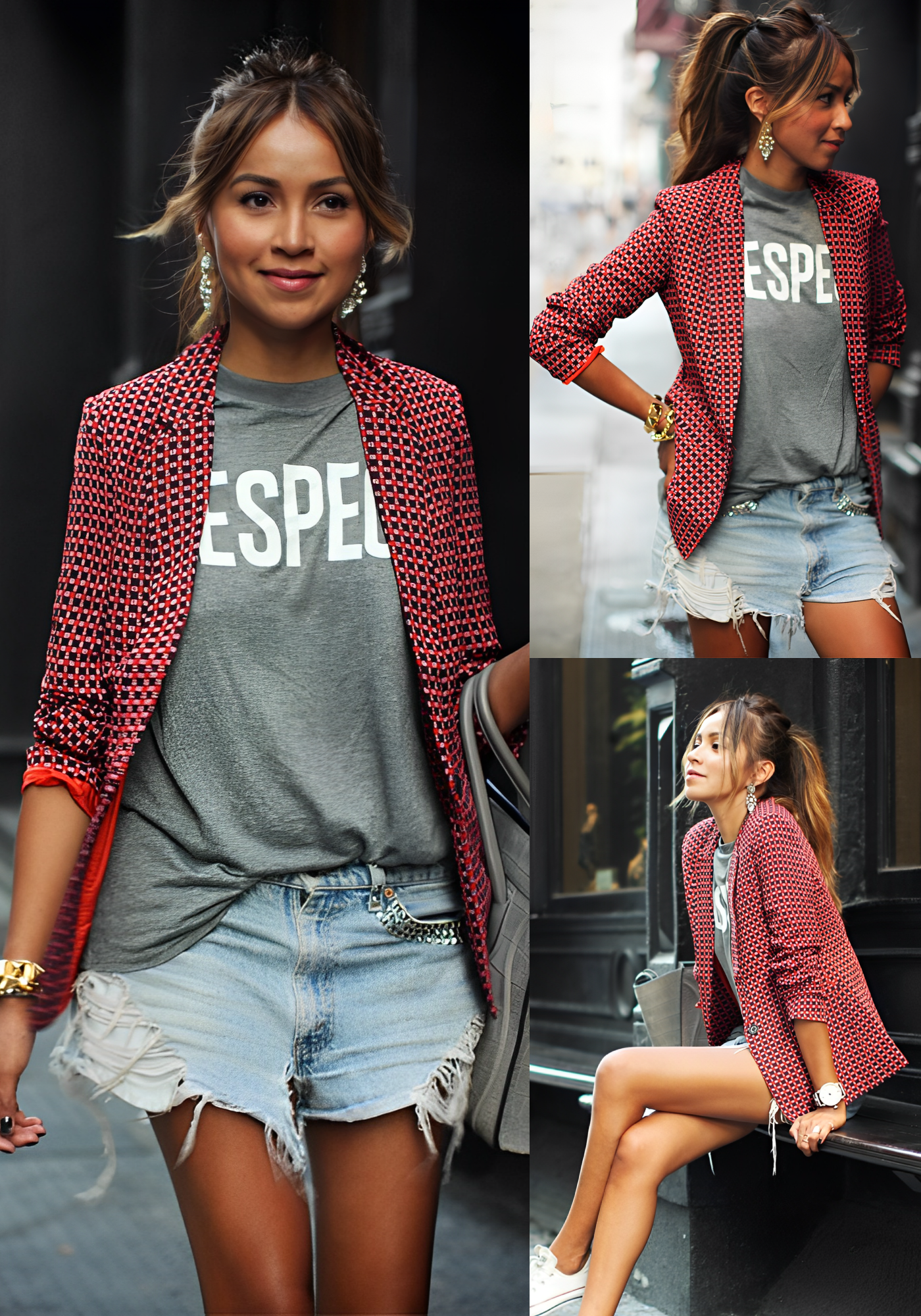 Giselle - Rot-schwarzer Blazer