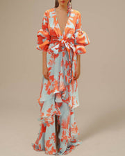 Bedrucktes Maxikleid Sommer: Eleganter Look für besondere Anlässe – Orange