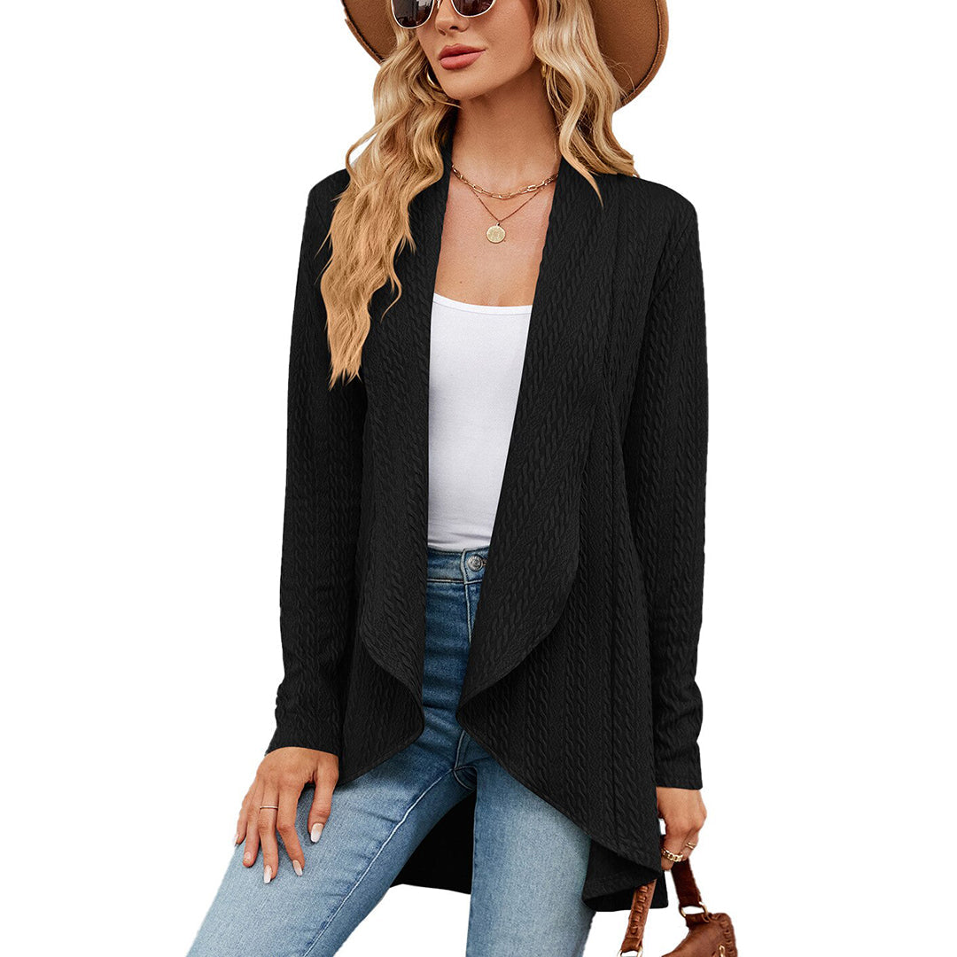 Cardigan mit Wasserfallkragen | Lockerer Schnitt | Strukturierter Look