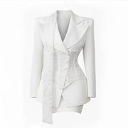 Blazerkleid Damen Asymmetrisch Elegant – Weiß