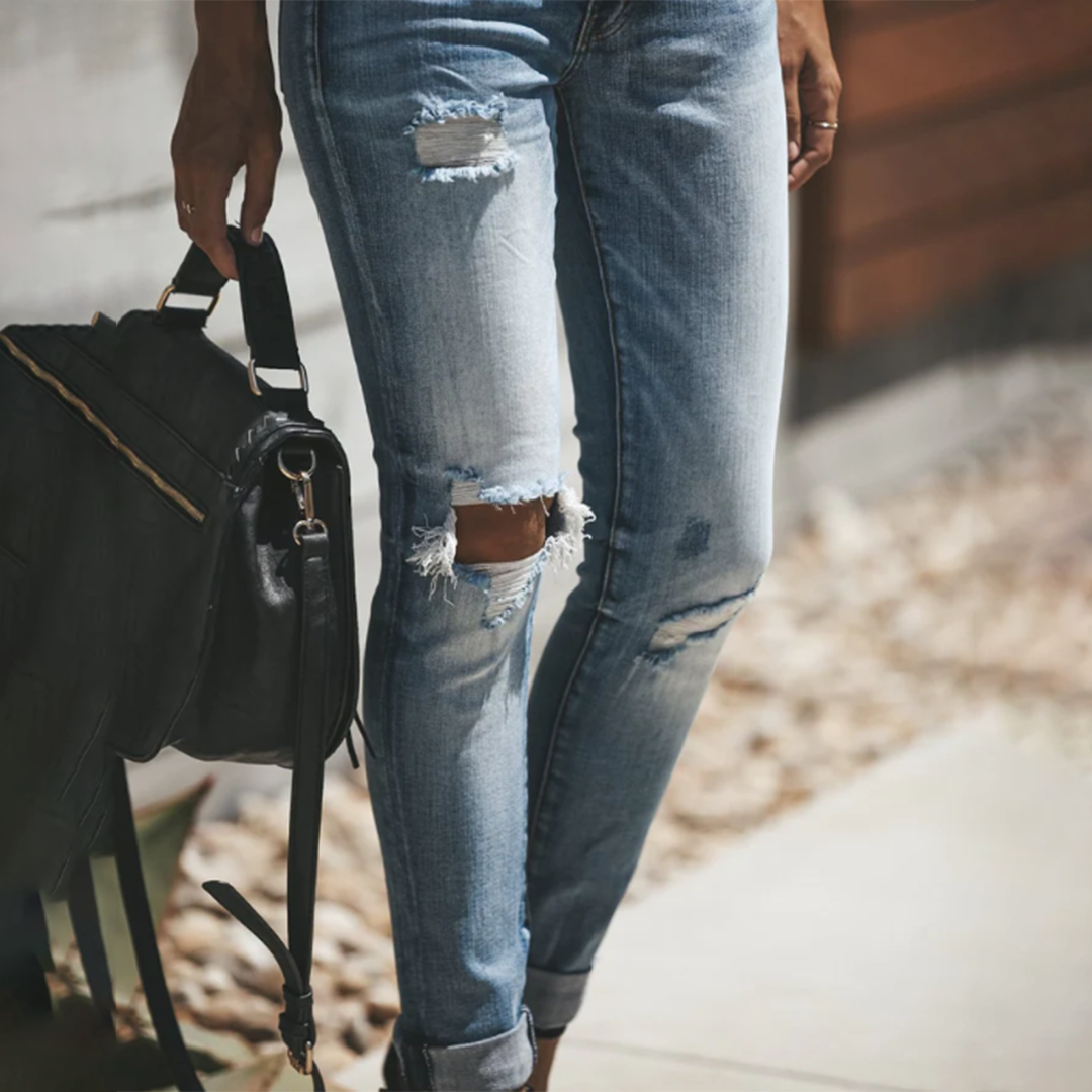 Damen Ripped Denim Jeans