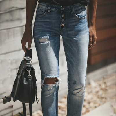 Damen Ripped Denim Jeans