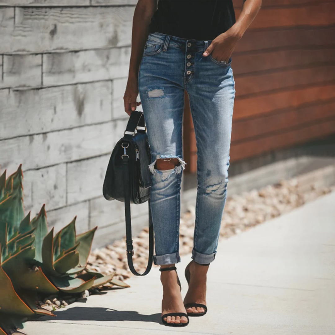 Damen Ripped Denim Jeans